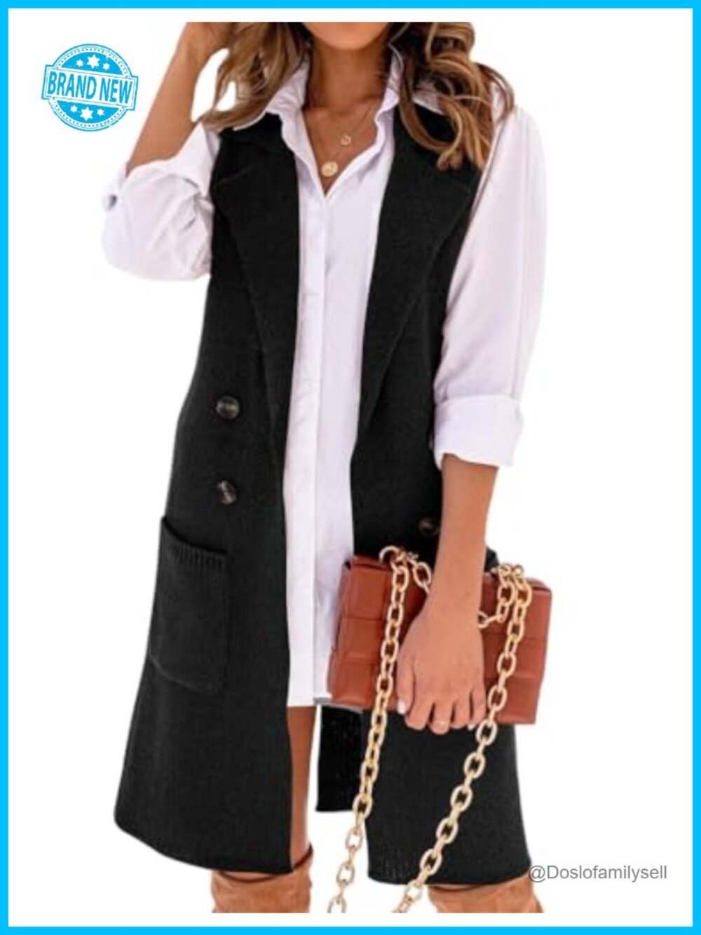 Long Sleeveless Sweater Vest Button Down Knit Cardigan Fall Winter